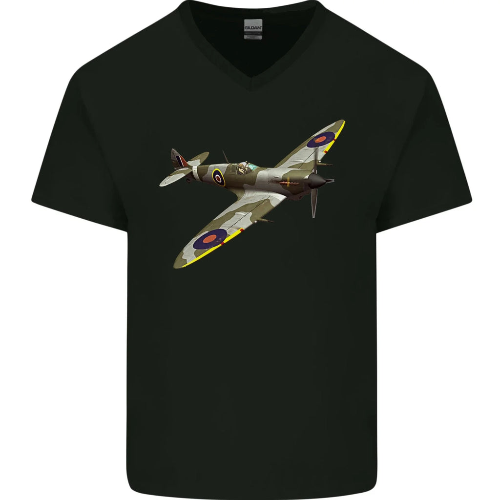 A Supermarine Spitfire Flying Solo Mens V-Neck Cotton - Adult & Kids T-Shirts, Sweatshirts & Hoodies apparel design preview 1