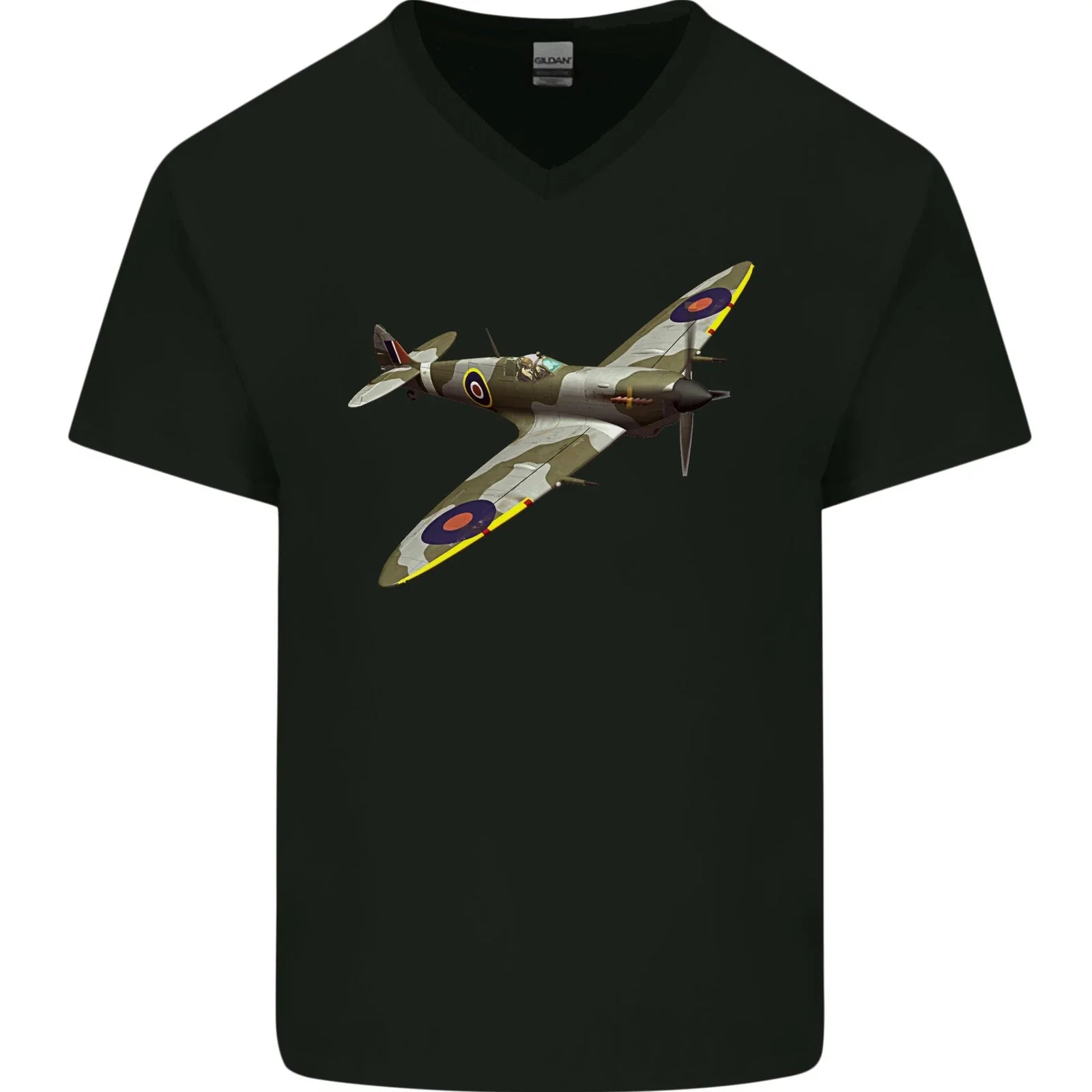 A Supermarine Spitfire Flying Solo Mens V-Neck Cotton - Adult & Kids T-Shirts, Sweatshirts & Hoodies apparel design preview 1