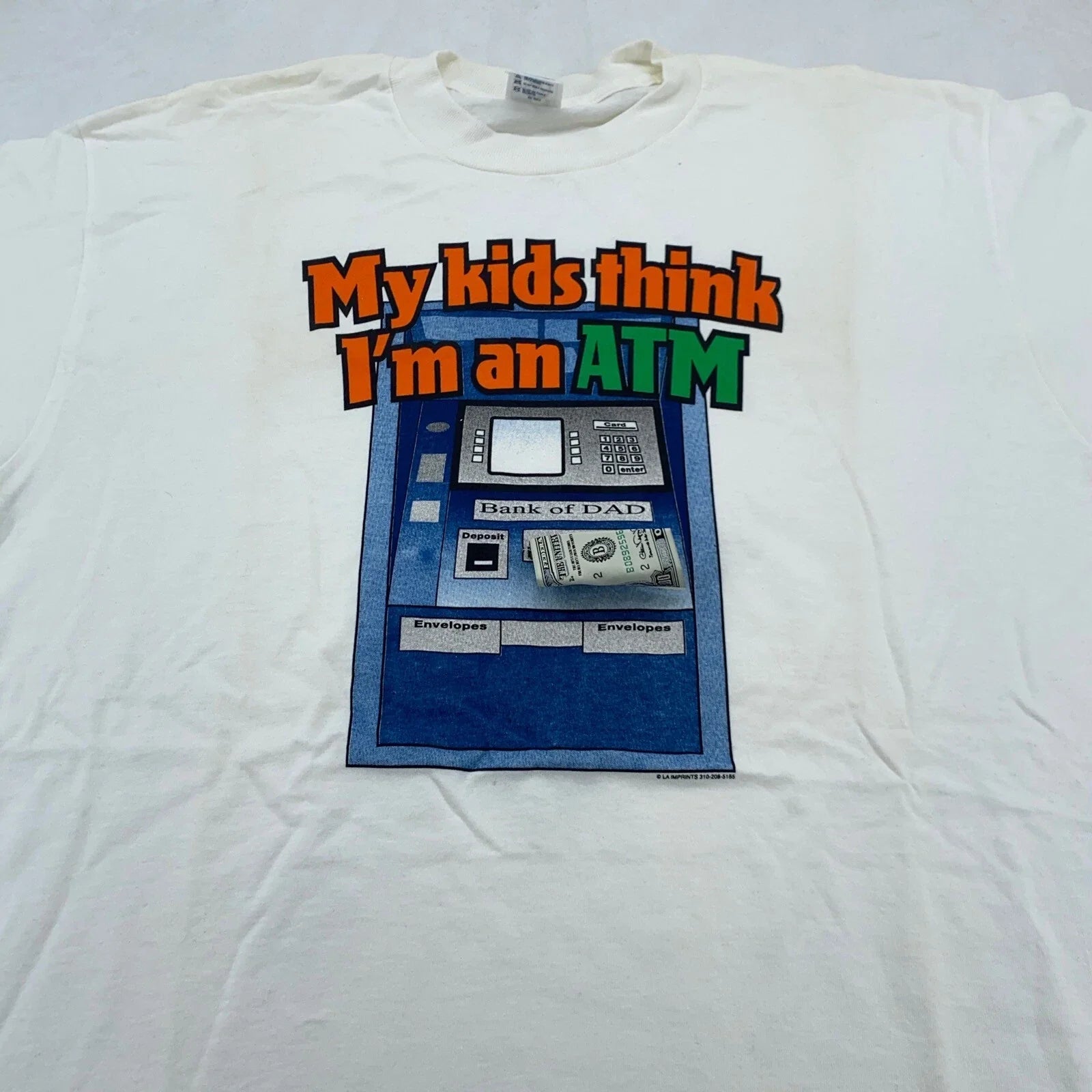 3D MONEY Vtg 90s MY KIDS THINK I'M AN ATM DAD XL - Adult & Kids T-Shirts, Sweatshirts & Hoodies apparel design preview 1