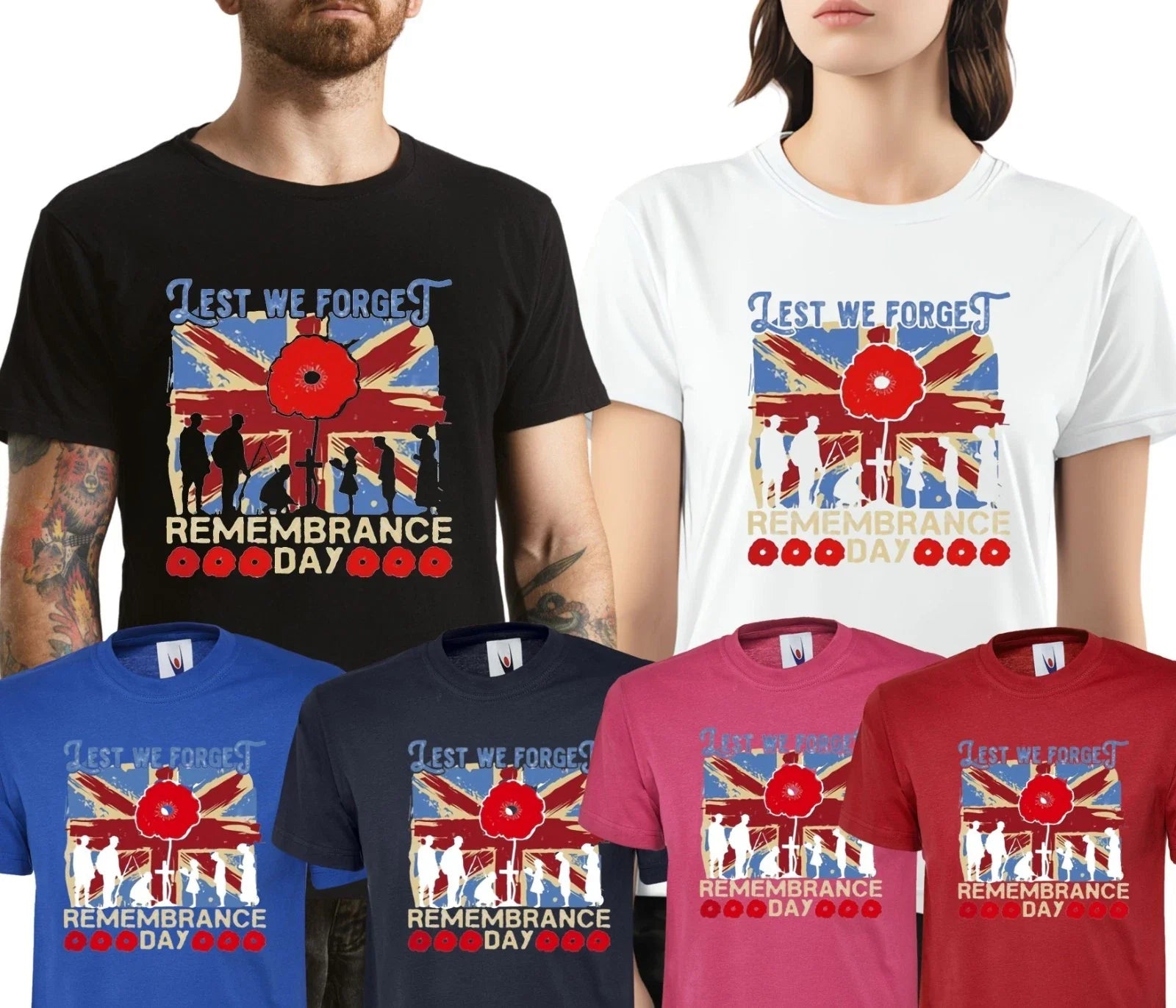 Lest we Forget POPPY Remembrance Day Armistice UK - Adult & Kids T-Shirts, Sweatshirts & Hoodies apparel design preview 1