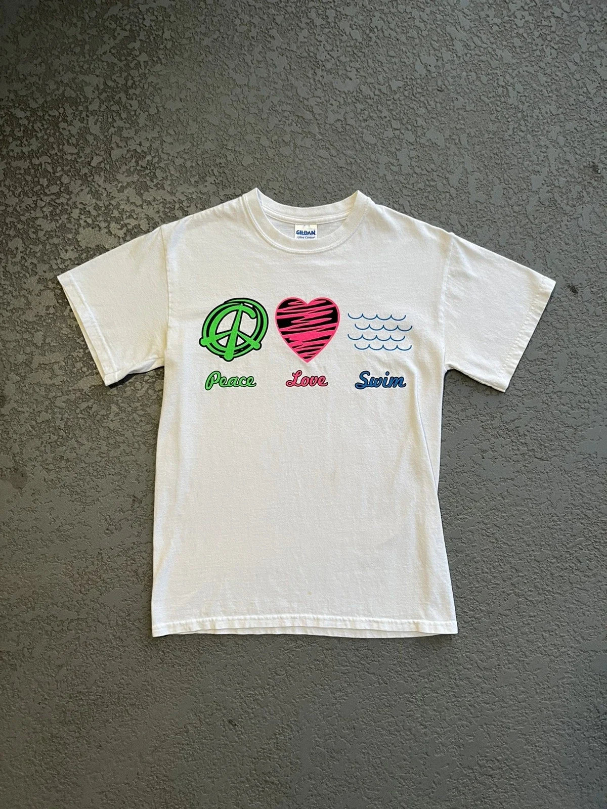 Vintage Y2K Peace Love Swim Rare retro hype Size - Adult & Kids T-Shirts, Sweatshirts & Hoodies apparel design preview 1