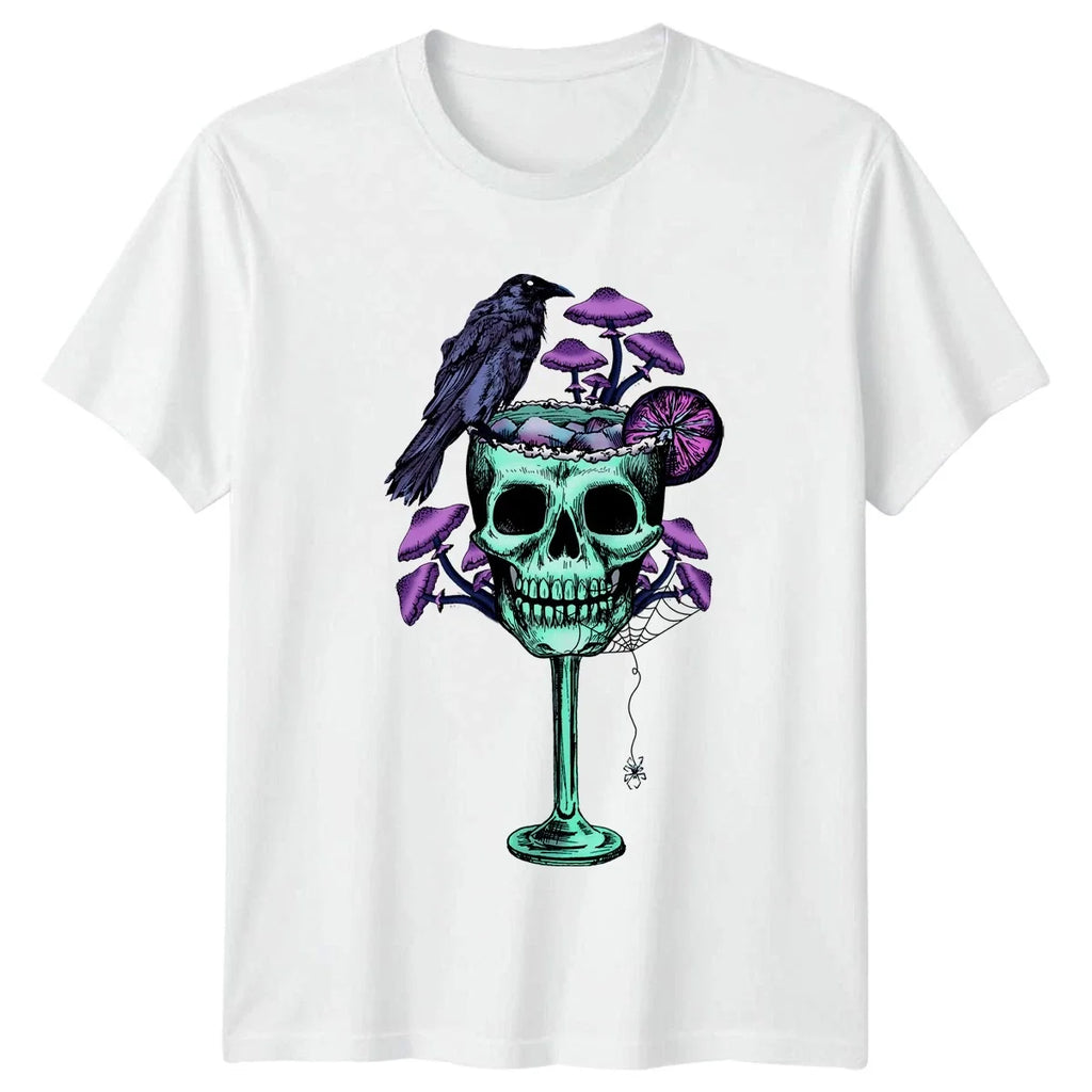 Vintage Skull Raven Mushrooms Gothic Dark Fantasy - Adult & Kids T-Shirts, Sweatshirts & Hoodies apparel design preview 1