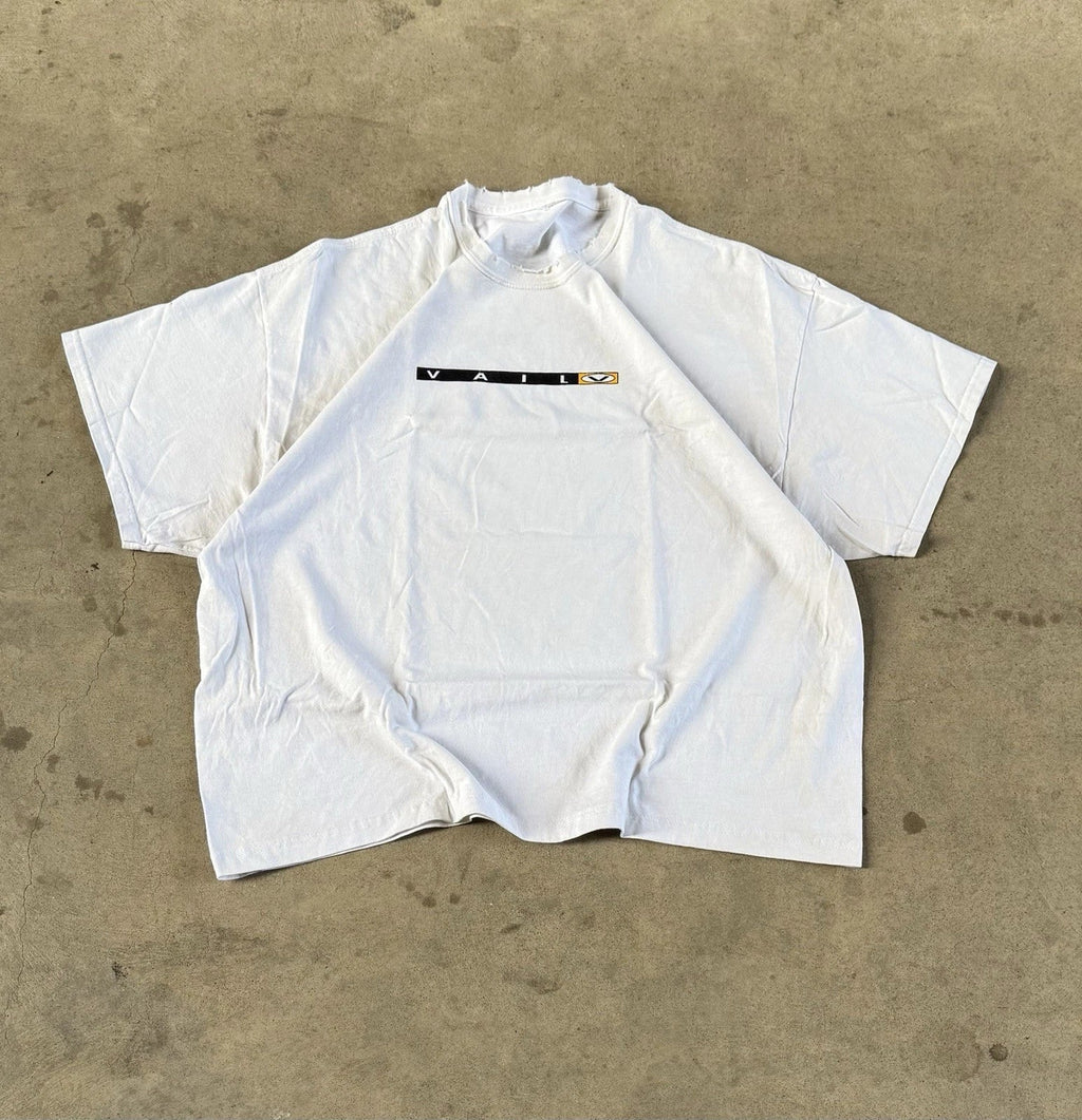 Vintage 90s Vail Ski White Stained Distressed No Tag - Adult & Kids T-Shirts, Sweatshirts & Hoodies apparel design preview 1