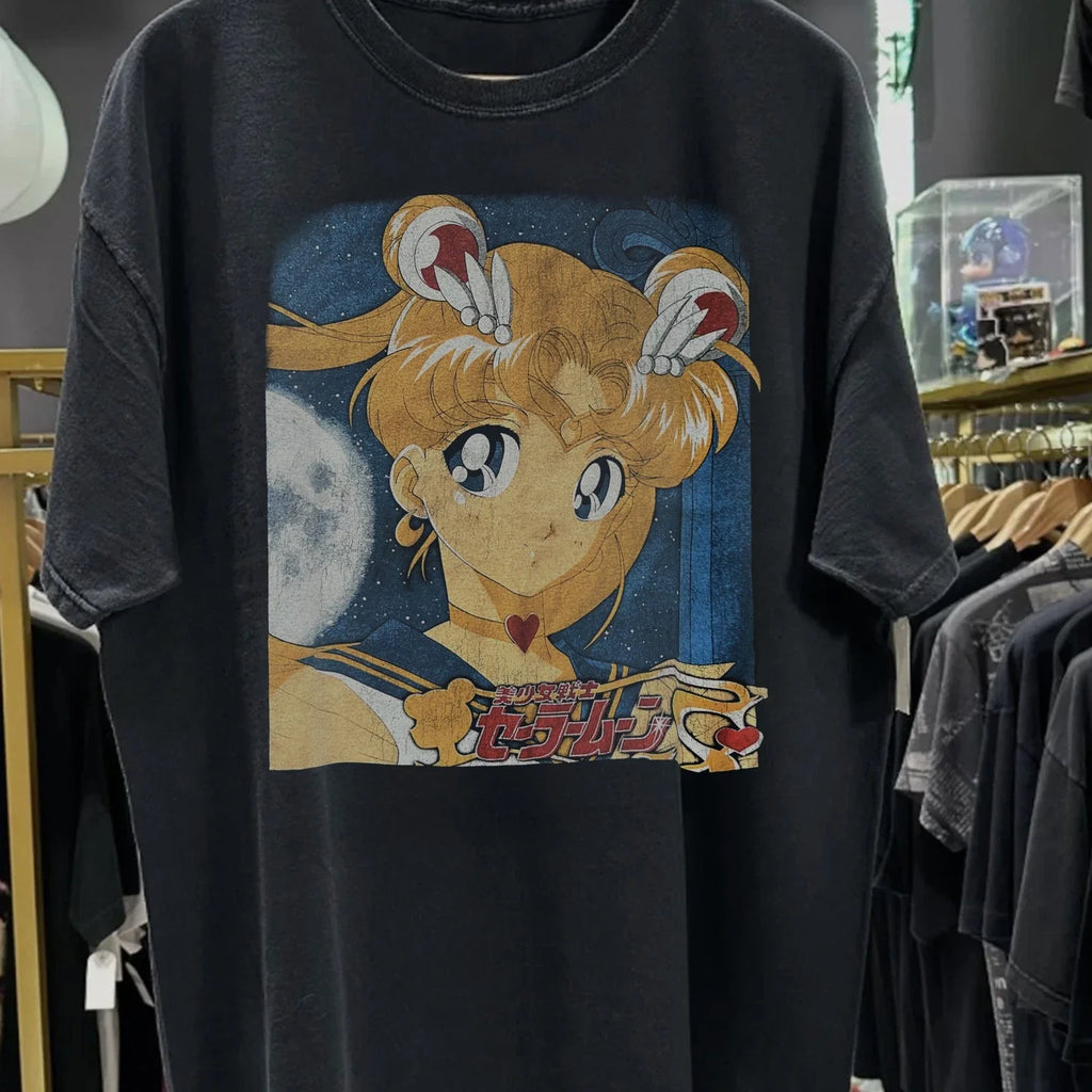 90s Sailor Moon Promo Black XXL - Adult & Kids T-Shirts, Sweatshirts & Hoodies apparel design preview 1