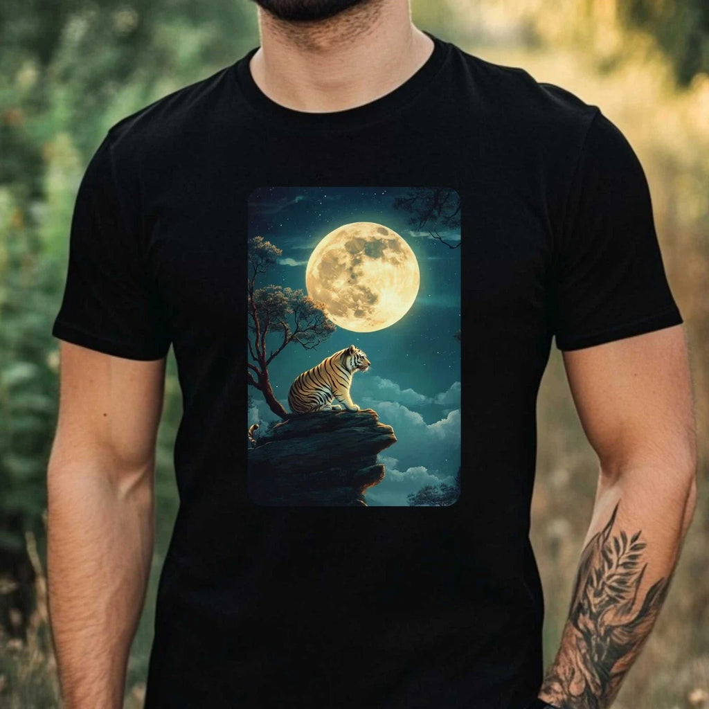 Mens Tiger Full Moon Print Cotton Size XS to 5XL - Adult & Kids T-Shirts, Sweatshirts & Hoodies apparel design preview 1