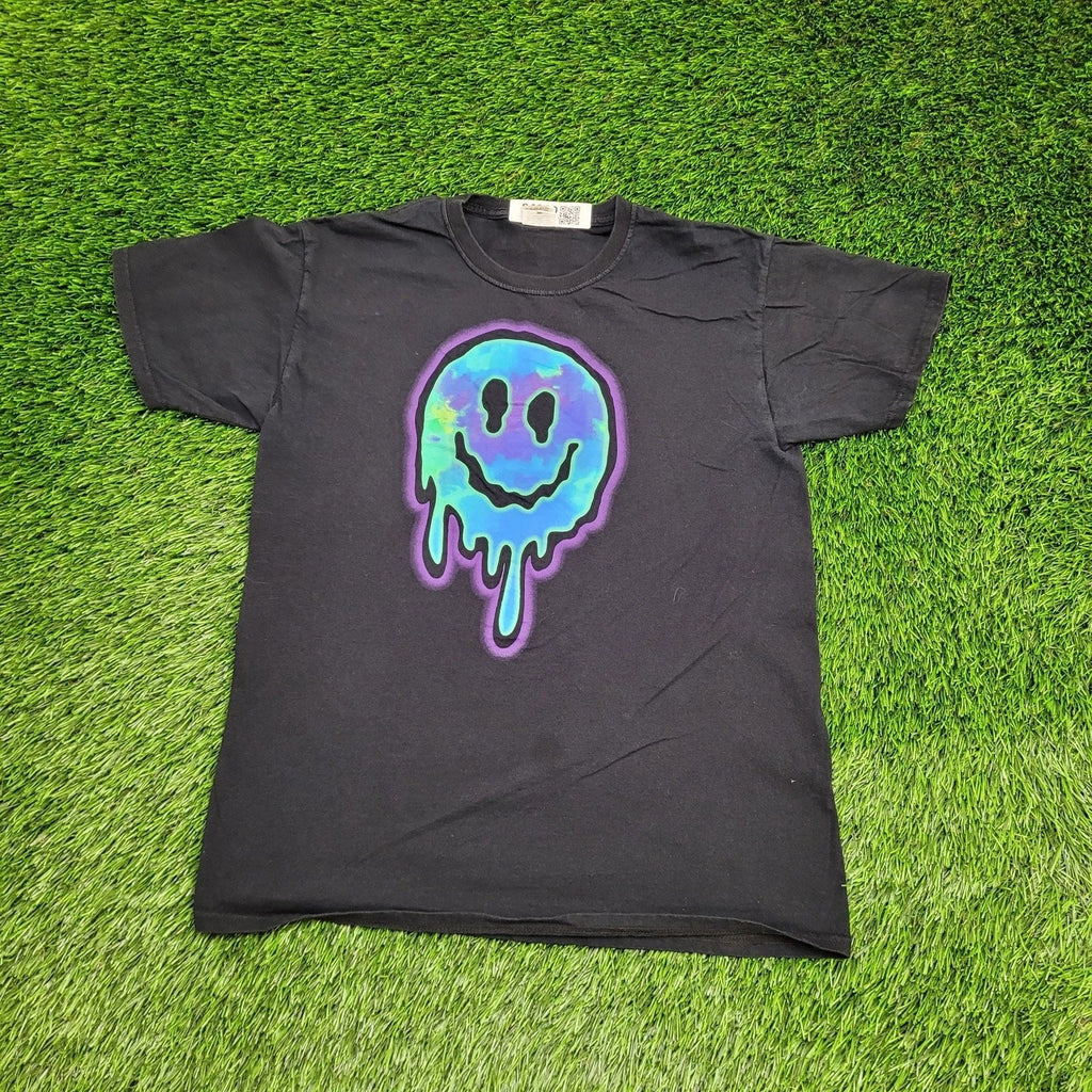 Vintage Y2K Dripping Smiley Emoji Medium 19x25 Neon - Adult & Kids T-Shirts, Sweatshirts & Hoodies apparel design preview 1