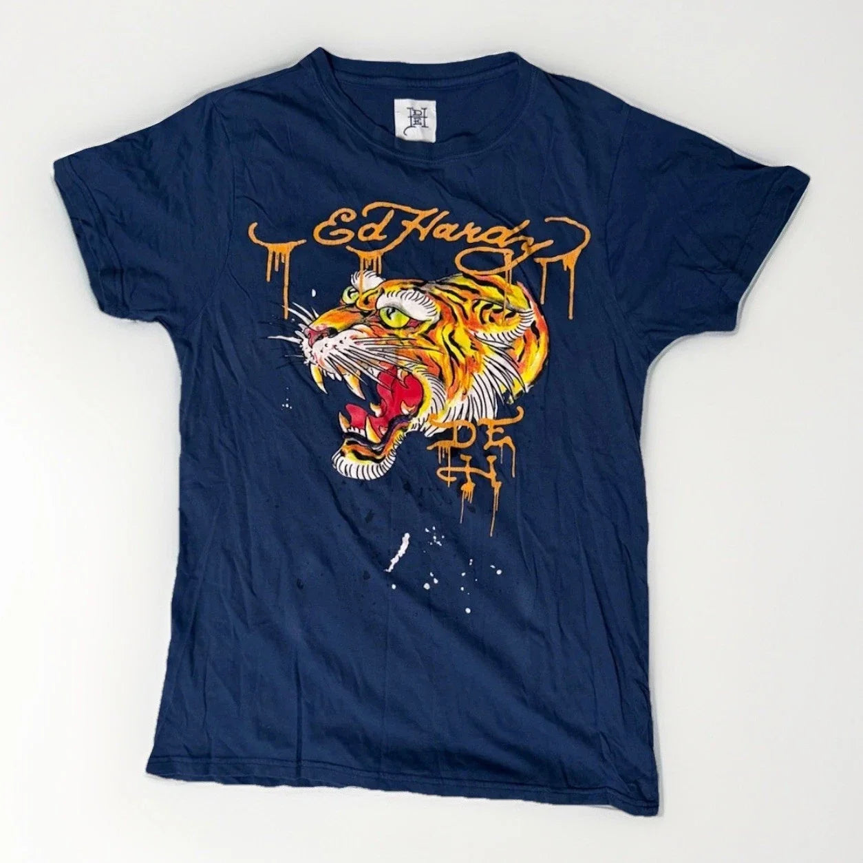 Ed Hardy Tiger Graphic Mens Medium Blue Front Back - Adult & Kids T-Shirts, Sweatshirts & Hoodies apparel design preview 1
