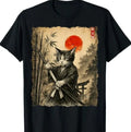 Samurai Cat Japanese Art Funny Graphic Anime - Adult & Kids T-Shirts, Sweatshirts & Hoodies apparel design preview 1
