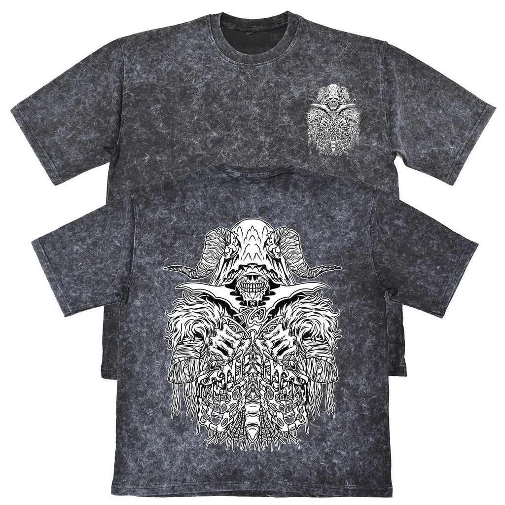 Horned Skeleton Demon Mens Carbon Grey Heavyweight - Adult & Kids T-Shirts, Sweatshirts & Hoodies apparel design preview 1