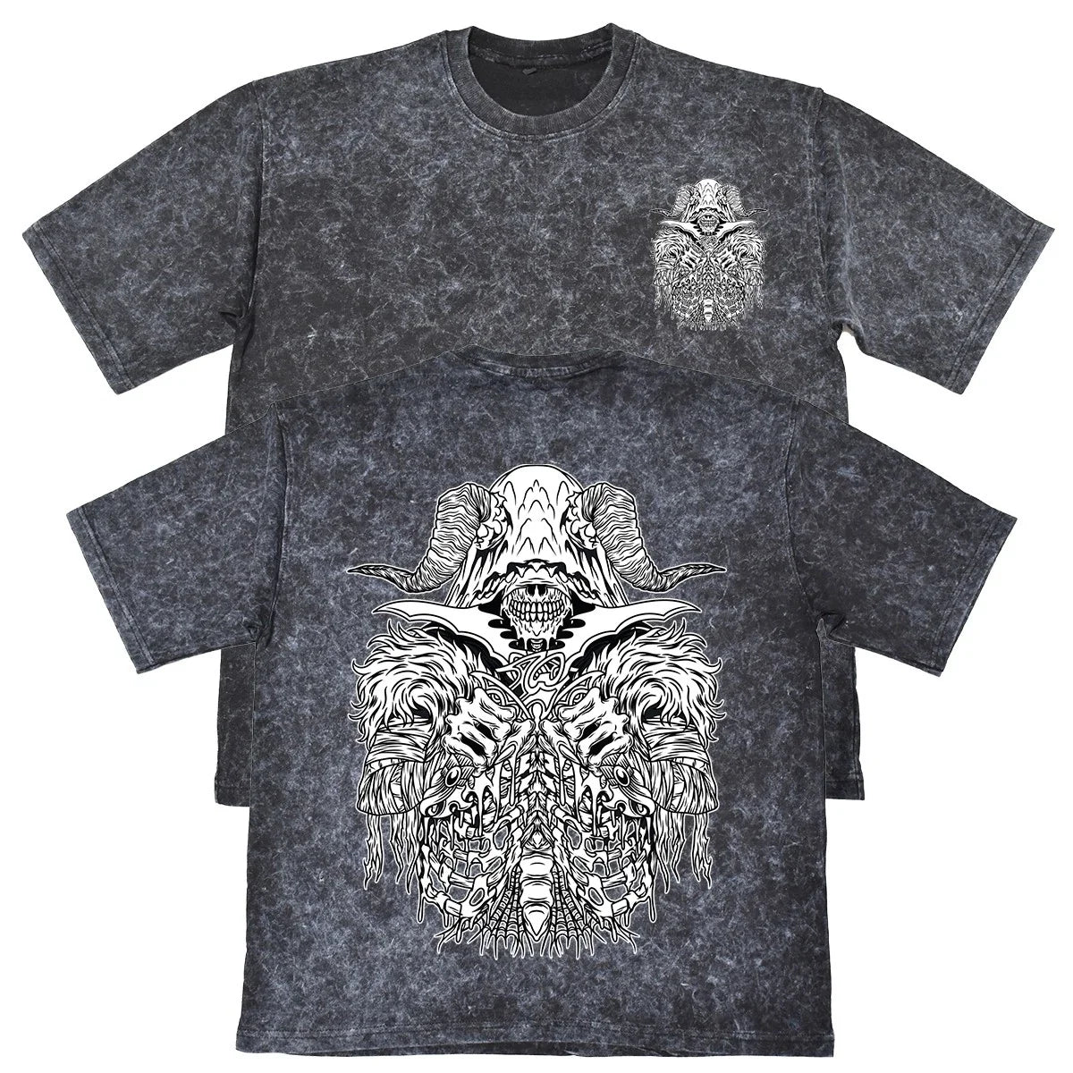 Horned Skeleton Demon Mens Carbon Grey Heavyweight - Adult & Kids T-Shirts, Sweatshirts & Hoodies apparel design preview 1