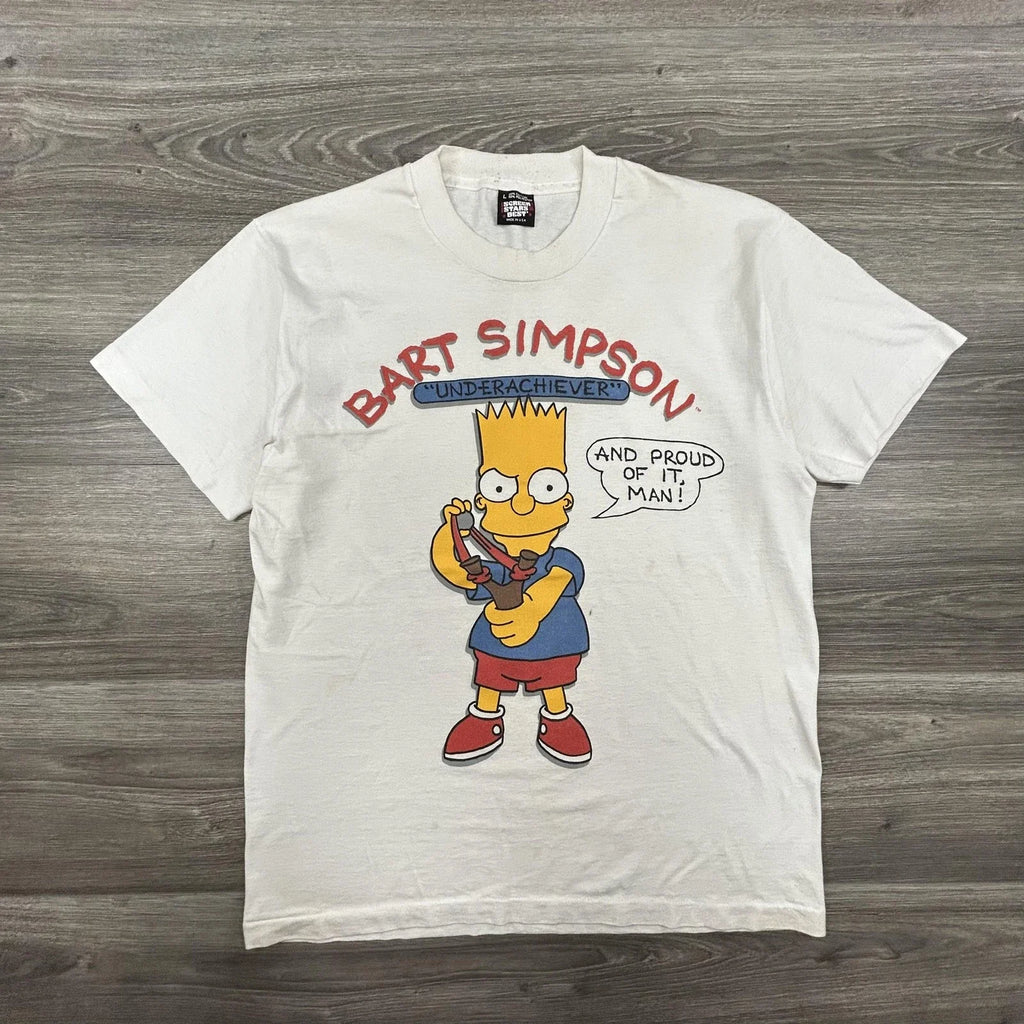 Vintage Bart Simpson Mens Large White Underachiever - Adult & Kids T-Shirts, Sweatshirts & Hoodies apparel design preview 1