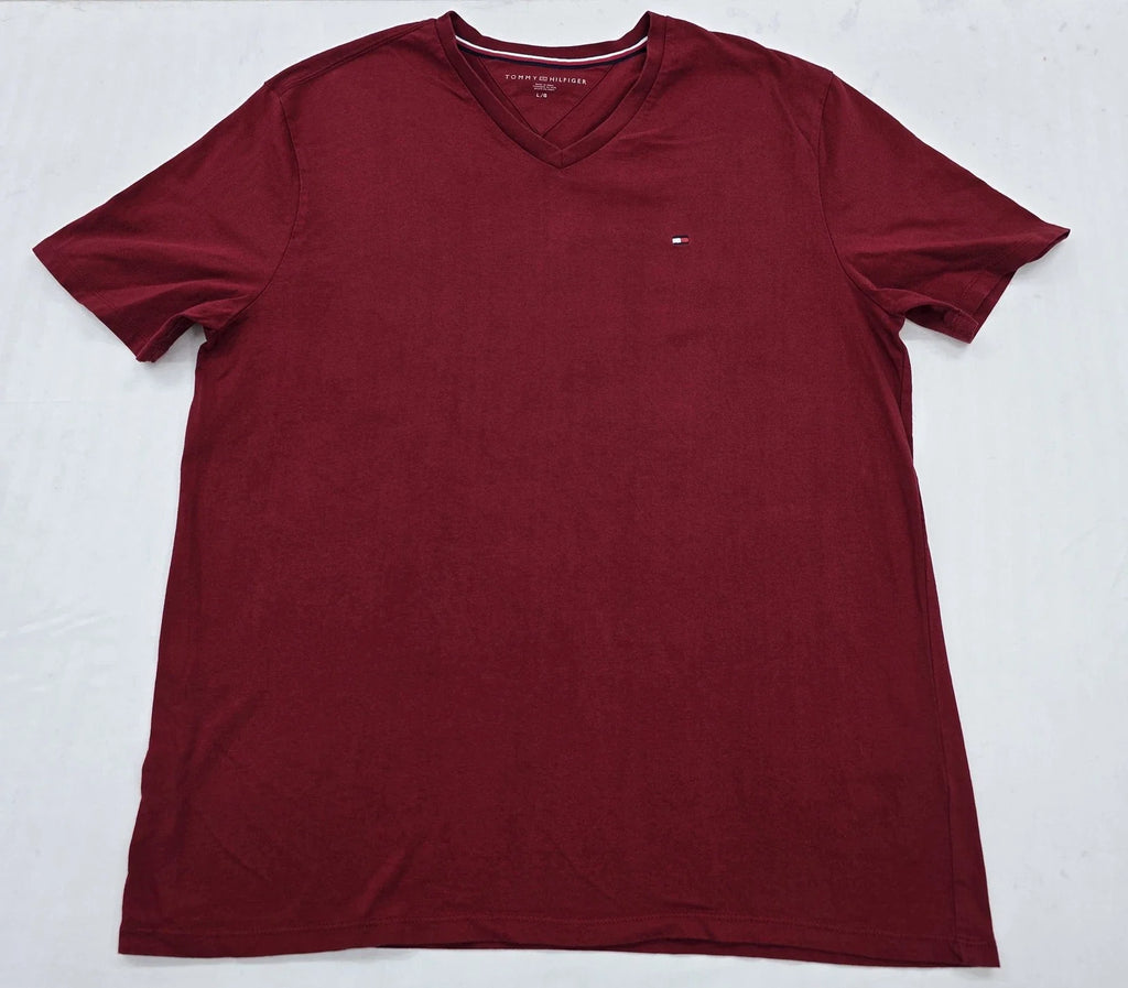 Tommy Hilfiger Men's Burgundy V-Neck Size L 100% - Adult & Kids T-Shirts, Sweatshirts & Hoodies apparel design preview 1