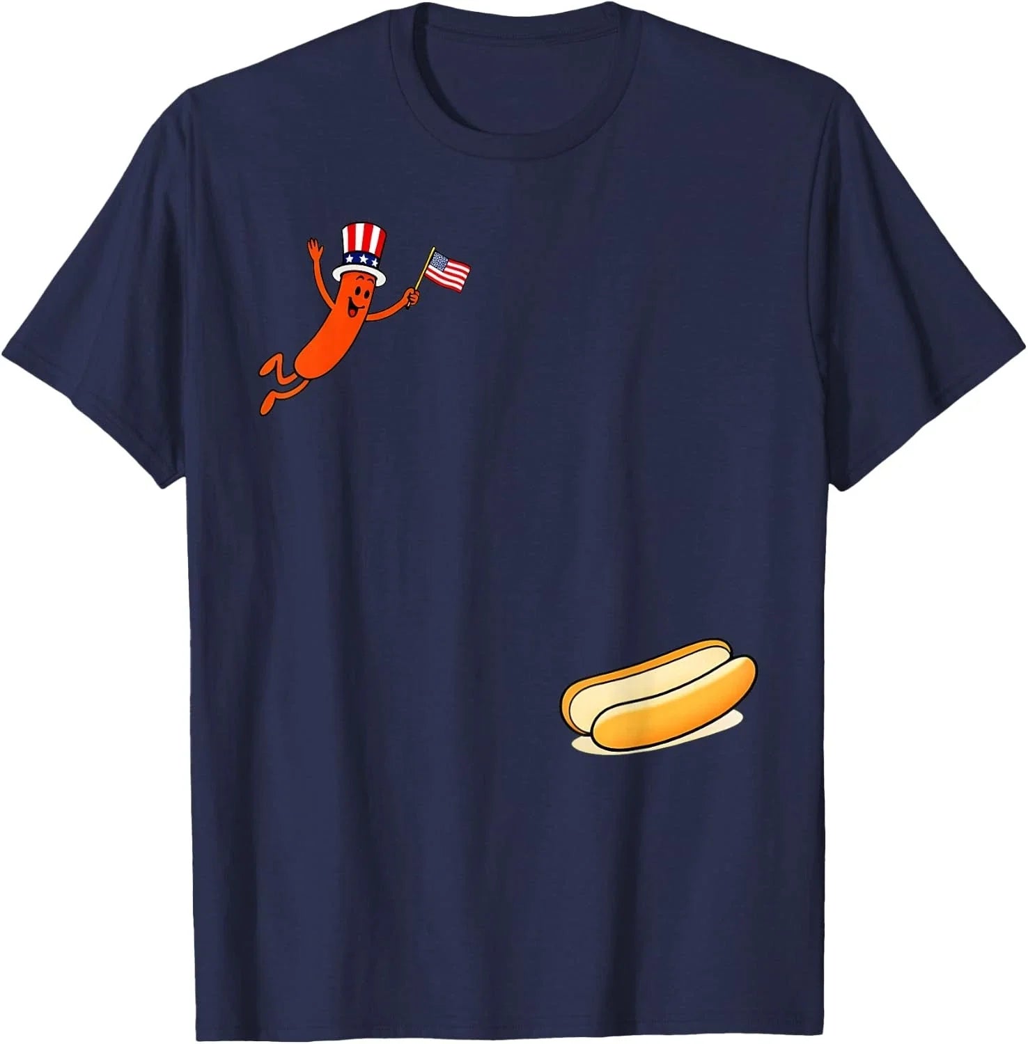 Hotdog Freedom Dive Funny Uncle Sam Hot Dog Jumping - Adult & Kids T-Shirts, Sweatshirts & Hoodies apparel design preview 1