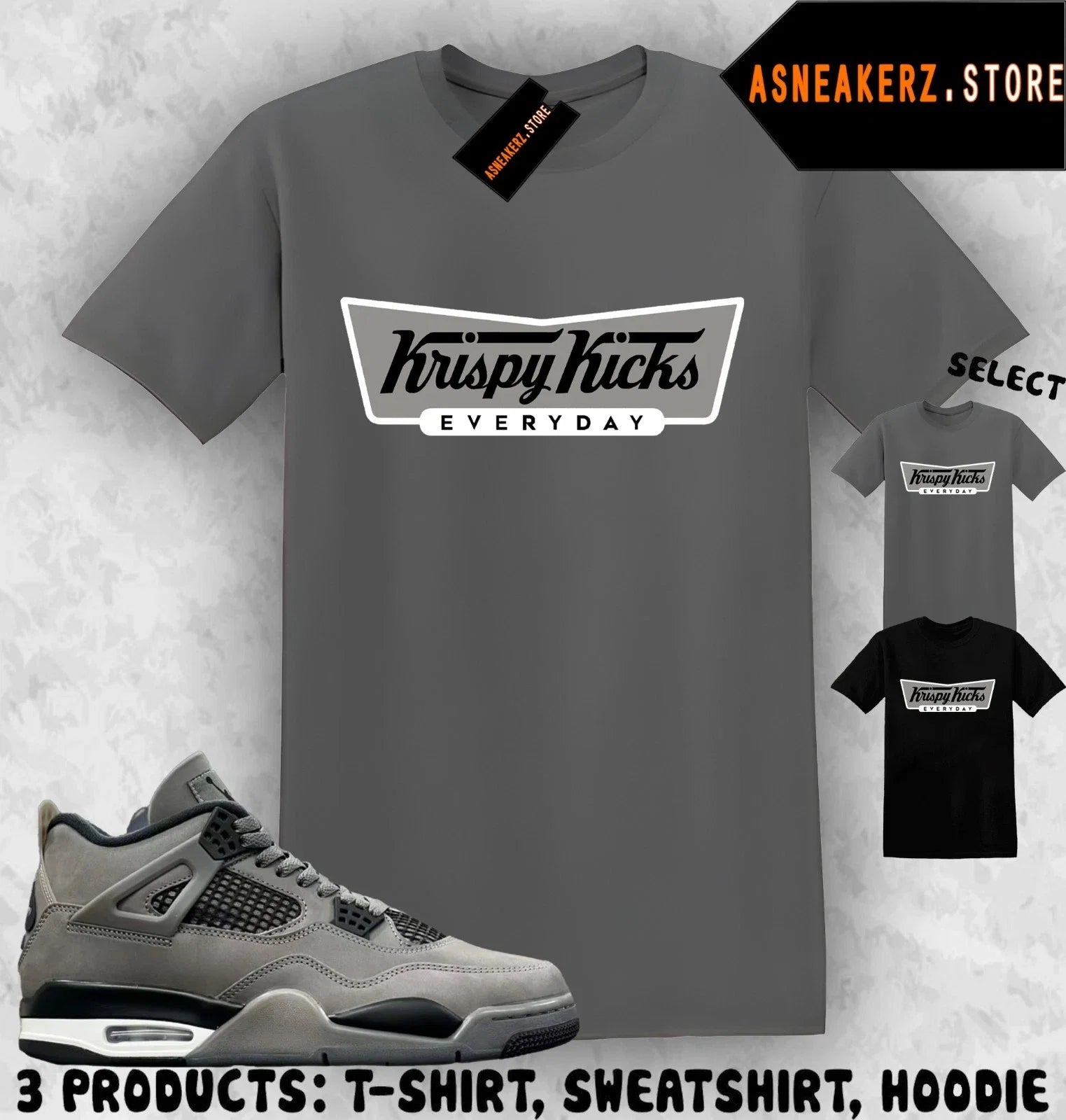 Matching AJ 4 Cave Stone 2025 To Match Sneaker Krispy - Adult & Kids T-Shirts, Sweatshirts & Hoodies apparel design preview 1