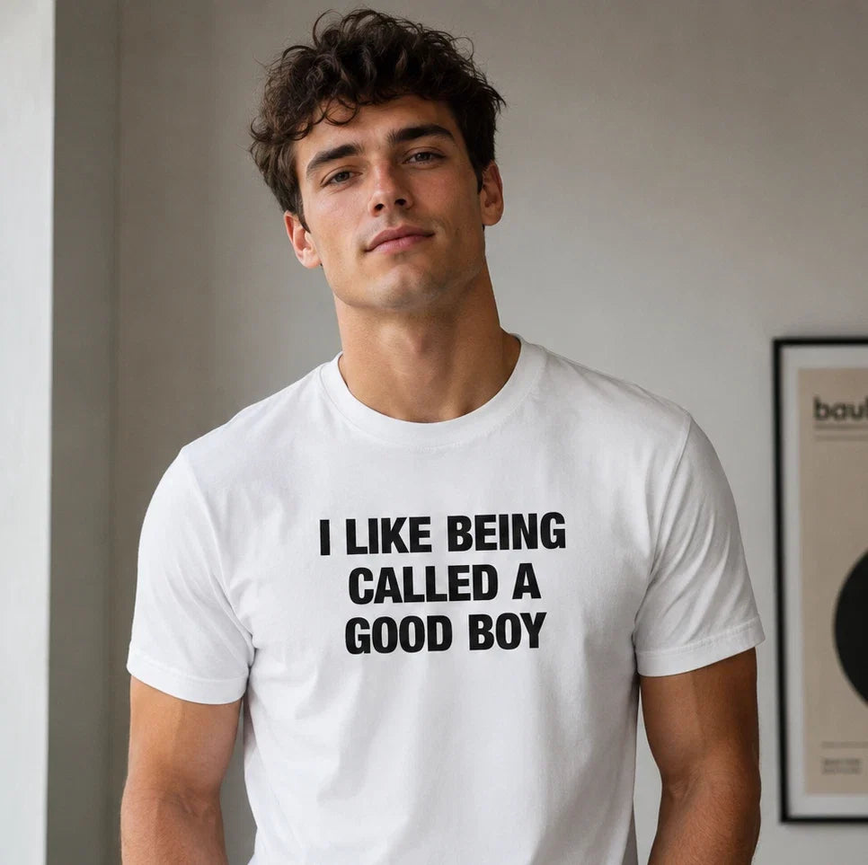 I Like Being Called A Good Boy Mens Womens White Joke - Adult & Kids T-Shirts, Sweatshirts & Hoodies apparel design preview 1