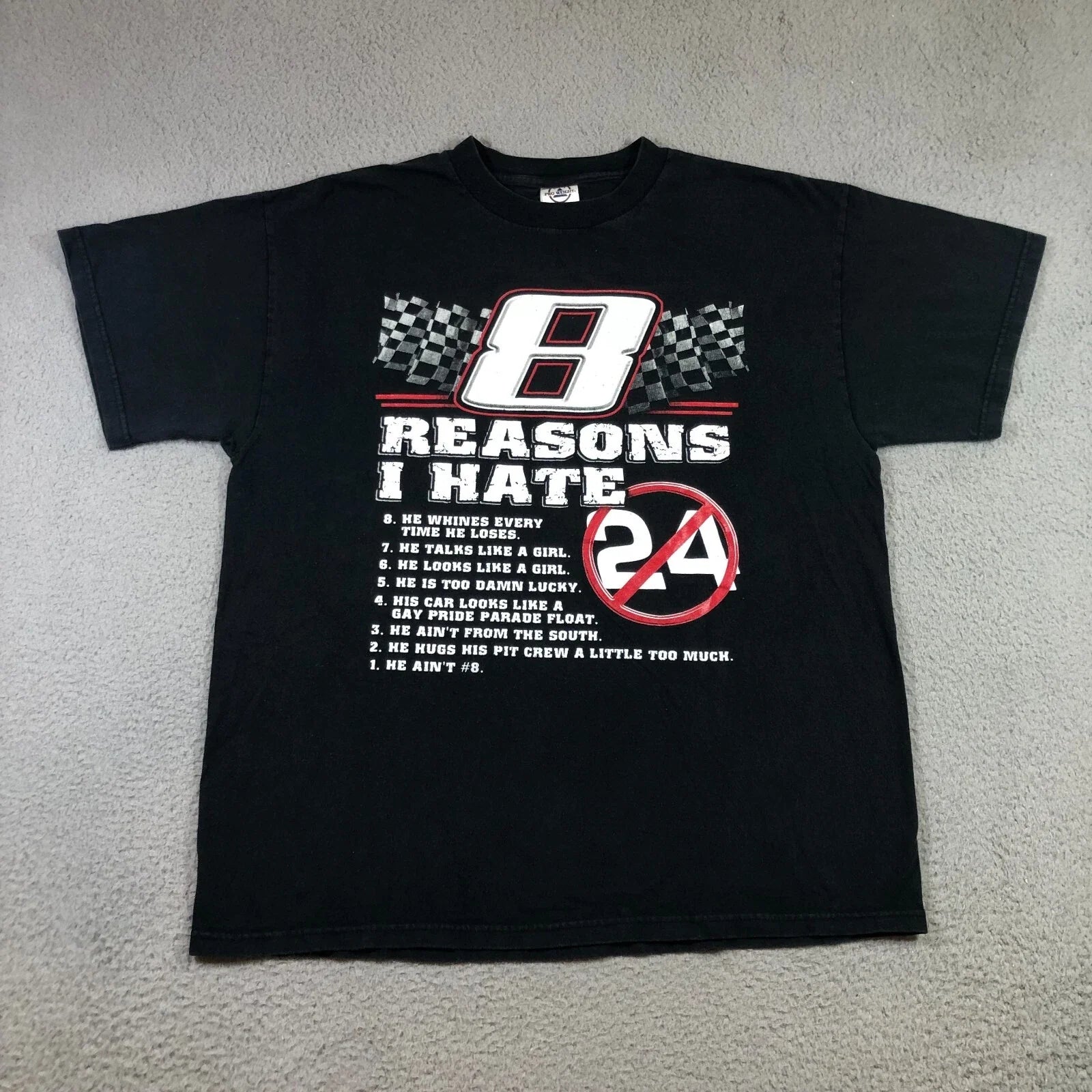 Nascar 8 Reasons I Hate 24 mens L Black y2k - Adult & Kids T-Shirts, Sweatshirts & Hoodies apparel design preview 1
