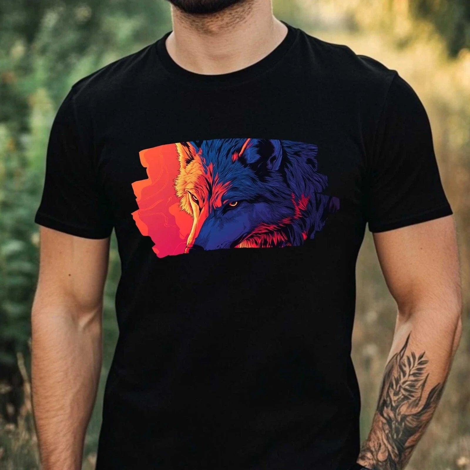 Mens Anime Wolf Motif Cotton Size XS to 5XL - Adult & Kids T-Shirts, Sweatshirts & Hoodies apparel design preview 1
