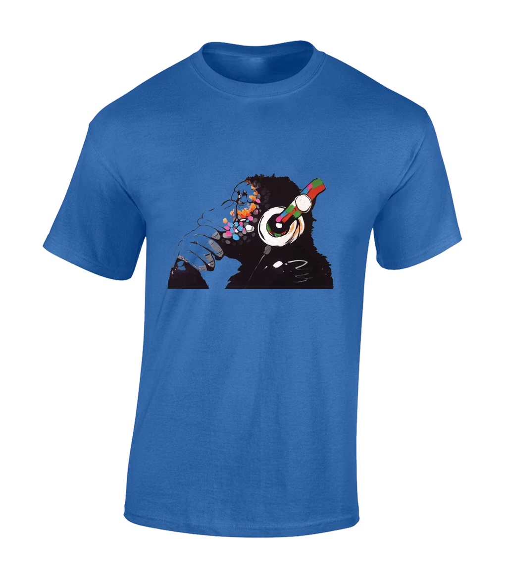 MONKEY DJ BANKSY MENS COOL GRAFFITI ART ANIMAL LOVER - Adult & Kids T-Shirts, Sweatshirts & Hoodies apparel design preview 1
