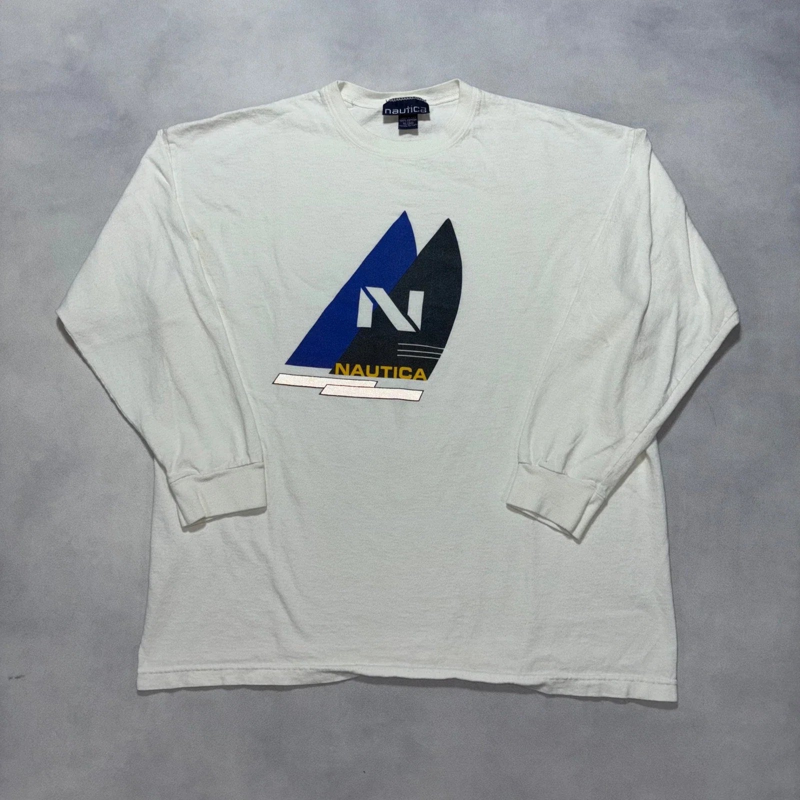 Vintage 90s Nautica Men's Medium White Sail Surf Made - Adult & Kids T-Shirts, Sweatshirts & Hoodies apparel design preview 1