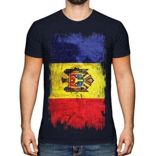 Moldawien Grunge Flagge Herren Moldovan Hemd Fußball - Adult & Kids T-Shirts, Sweatshirts & Hoodies apparel design preview 1