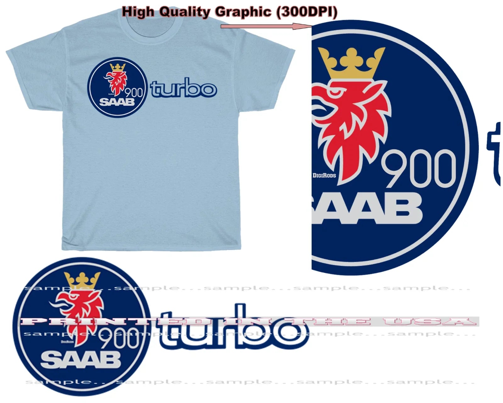 Saab Turbo Engine 900 Classic Model Logo DigiRods - Adult & Kids T-Shirts, Sweatshirts & Hoodies apparel design preview 1