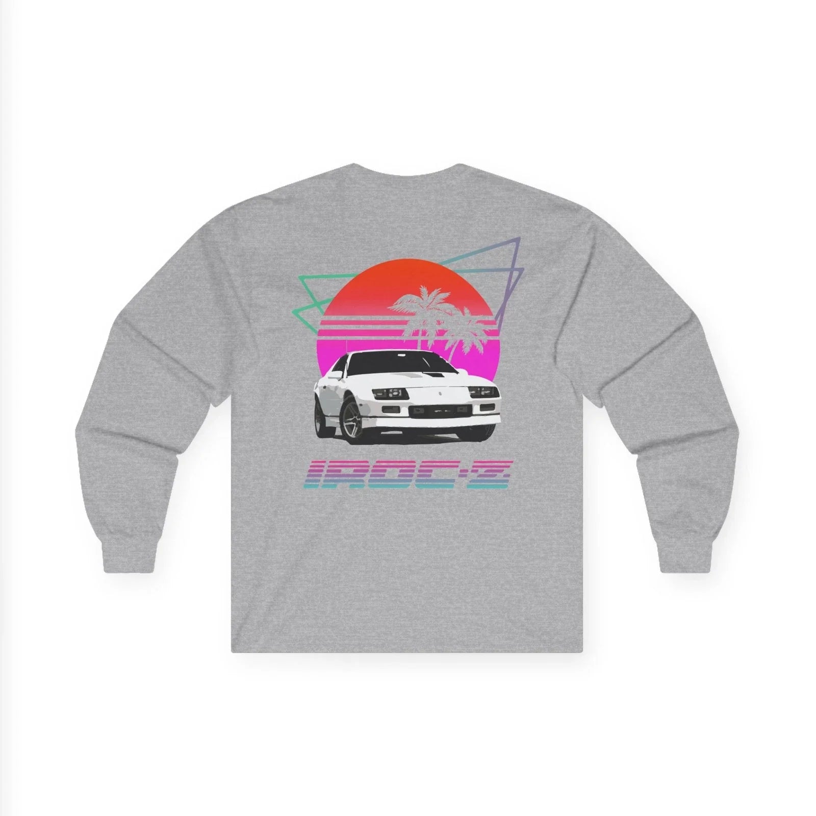 Retrowave Camaro IROC‑Z 80s Sunset Muscle Car - Adult & Kids T-Shirts, Sweatshirts & Hoodies apparel design preview 1