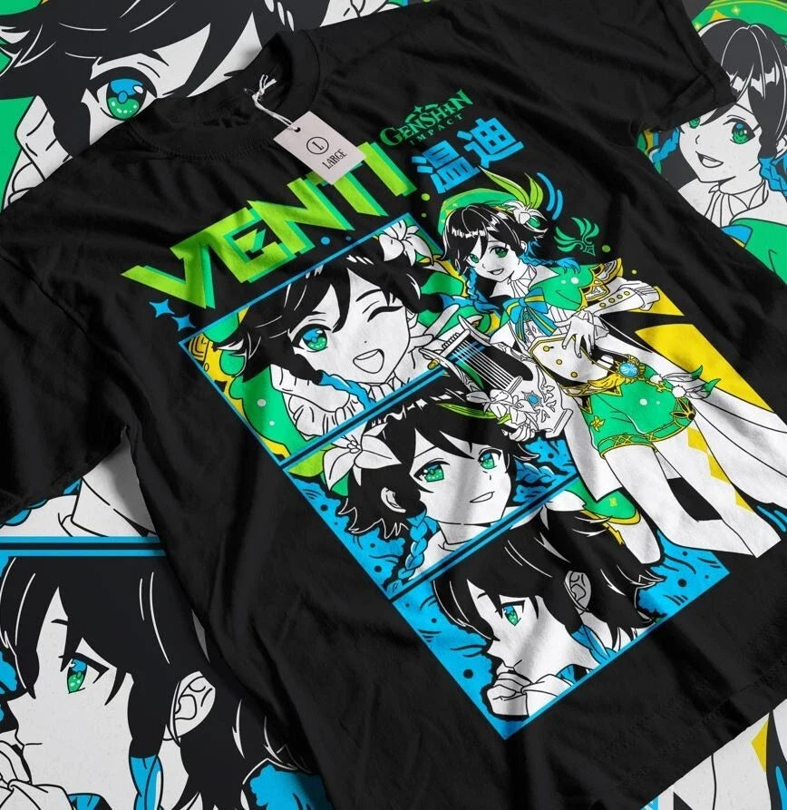 Genshin Impact Venti Dvalin Anime Unisex Harajuku ALL - Adult & Kids T-Shirts, Sweatshirts & Hoodies apparel design preview 1