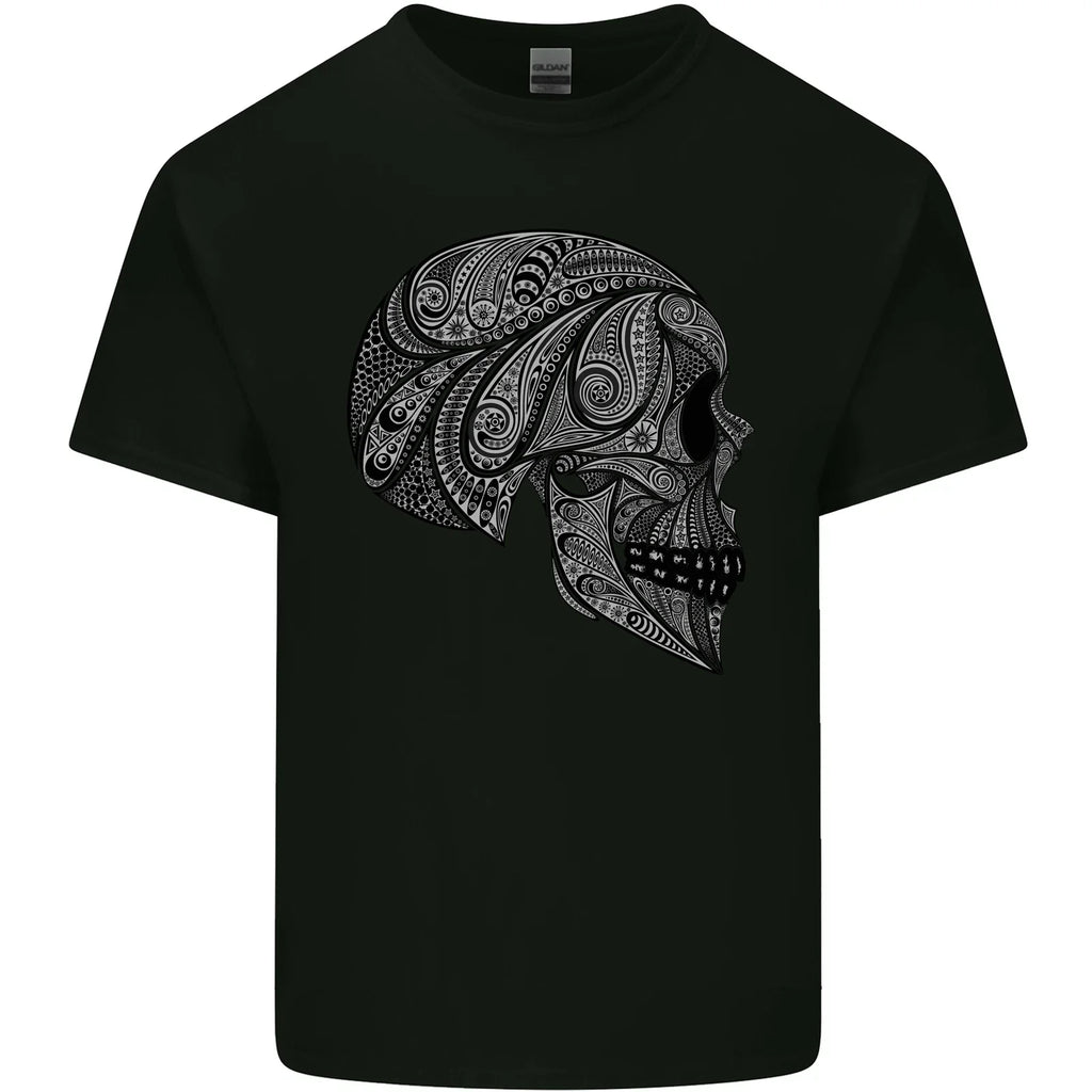 Mandala Skull Gothic Biker Motorbike Mens Light - Adult & Kids T-Shirts, Sweatshirts & Hoodies apparel design preview 1
