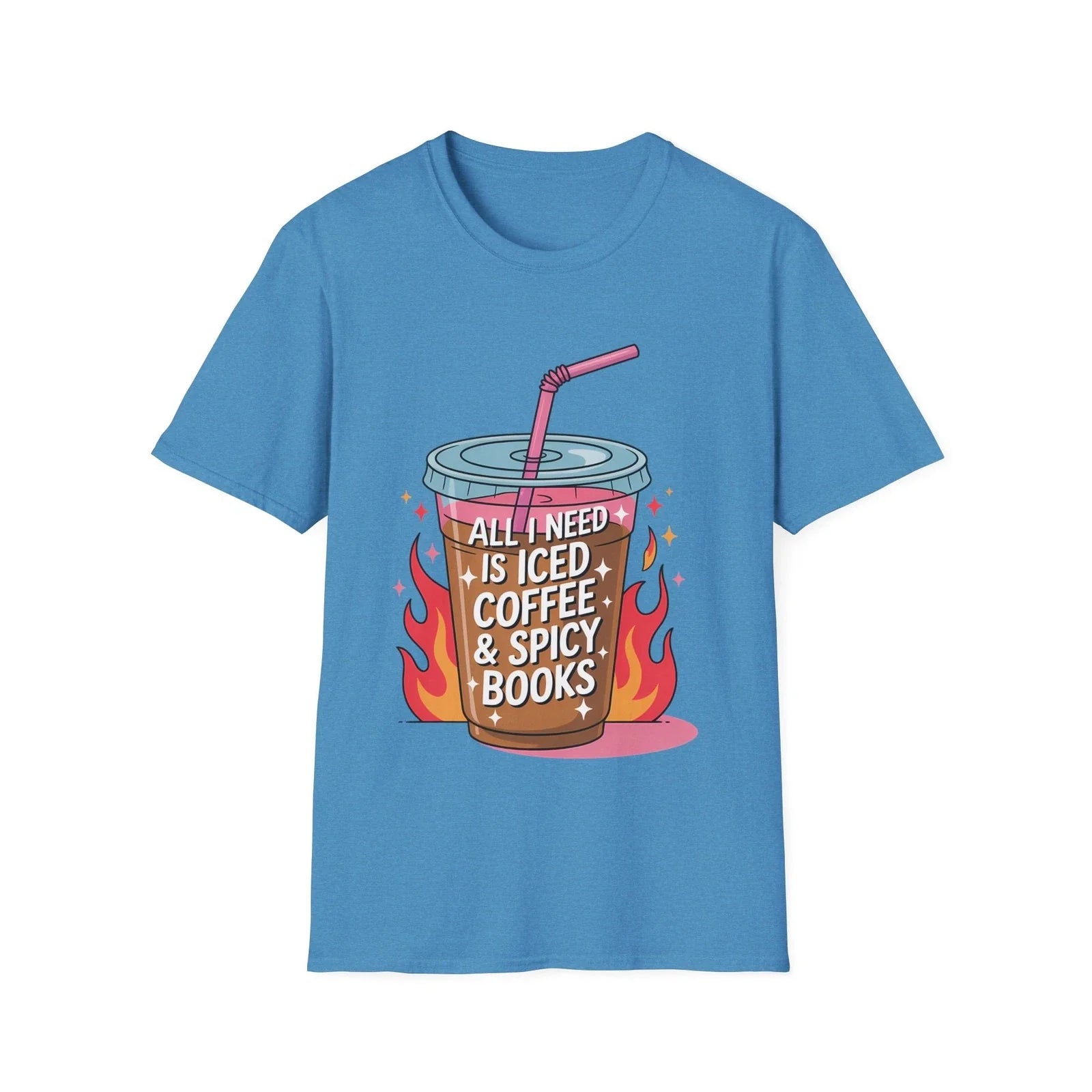 Iced Coffee Spicy Books Cute Illustration - Adult & Kids T-Shirts, Sweatshirts & Hoodies apparel design preview 1