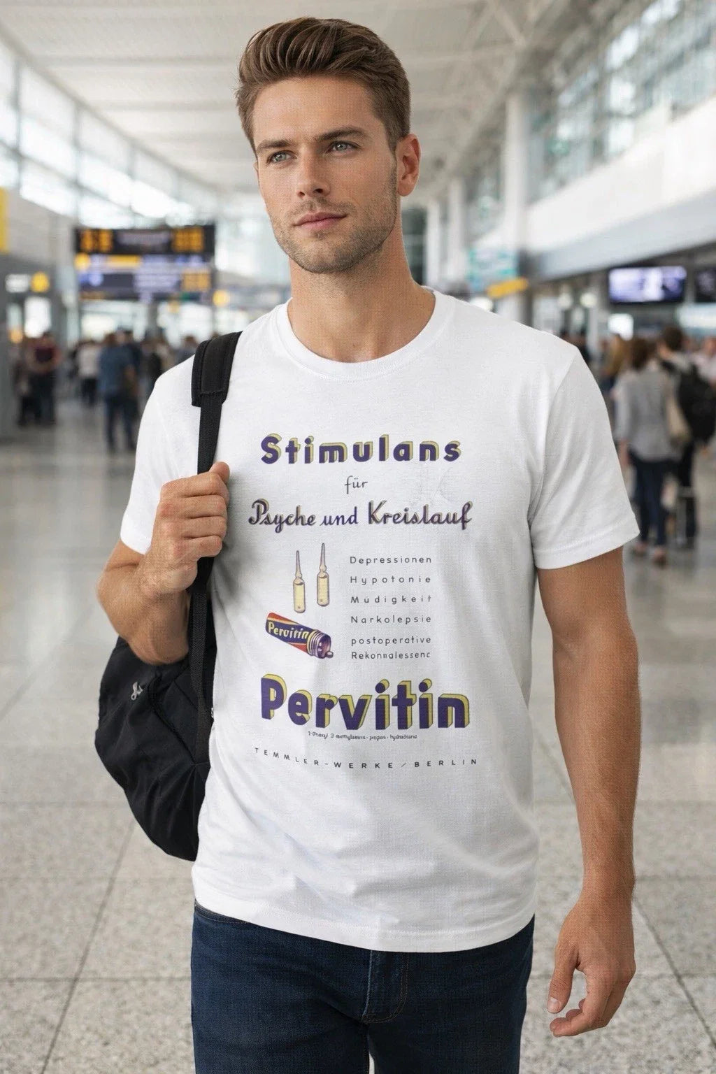Vintage Style Pervitin WWII Reproduction XL White - Adult & Kids T-Shirts, Sweatshirts & Hoodies apparel design preview 1