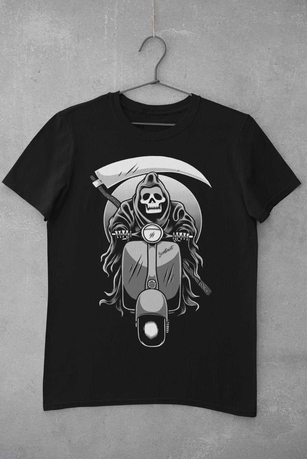 Scooter Reaper Biker Grim Skull Scythe Classic Design - Adult & Kids T-Shirts, Sweatshirts & Hoodies apparel design preview 1