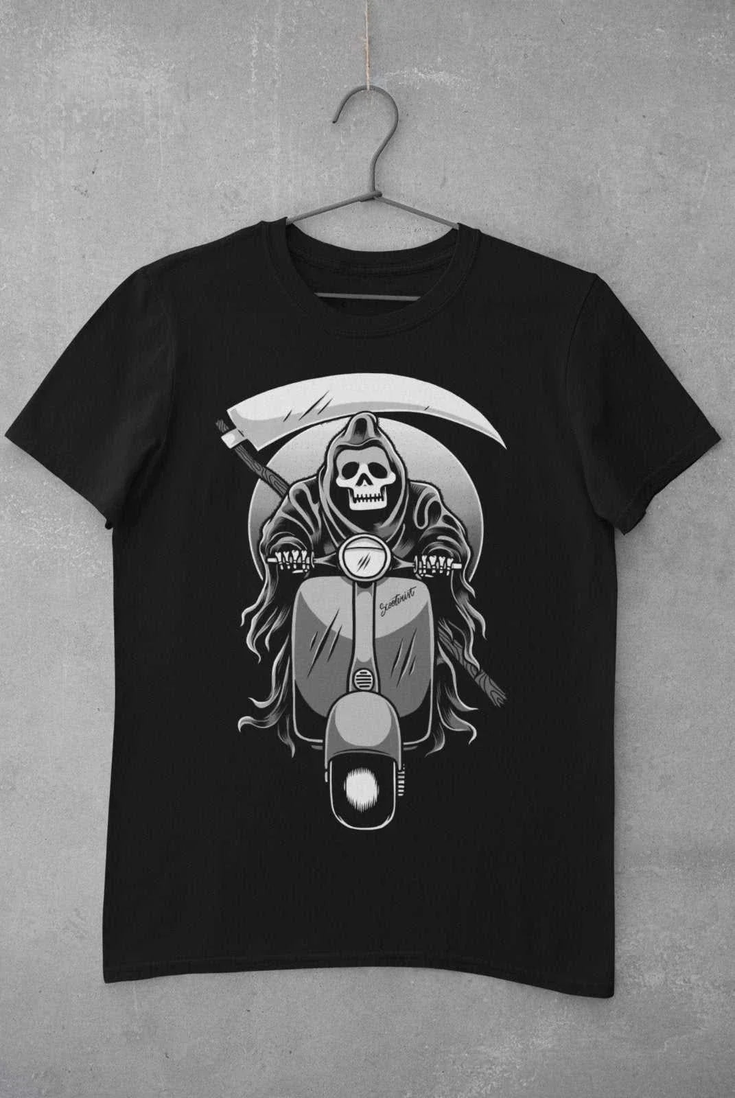 Scooter Reaper Biker Grim Skull Scythe Classic Design - Adult & Kids T-Shirts, Sweatshirts & Hoodies apparel design preview 1