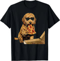 Funny Dog Eating Pizza Goldendoodle Meme - Adult & Kids T-Shirts, Sweatshirts & Hoodies apparel design preview 1