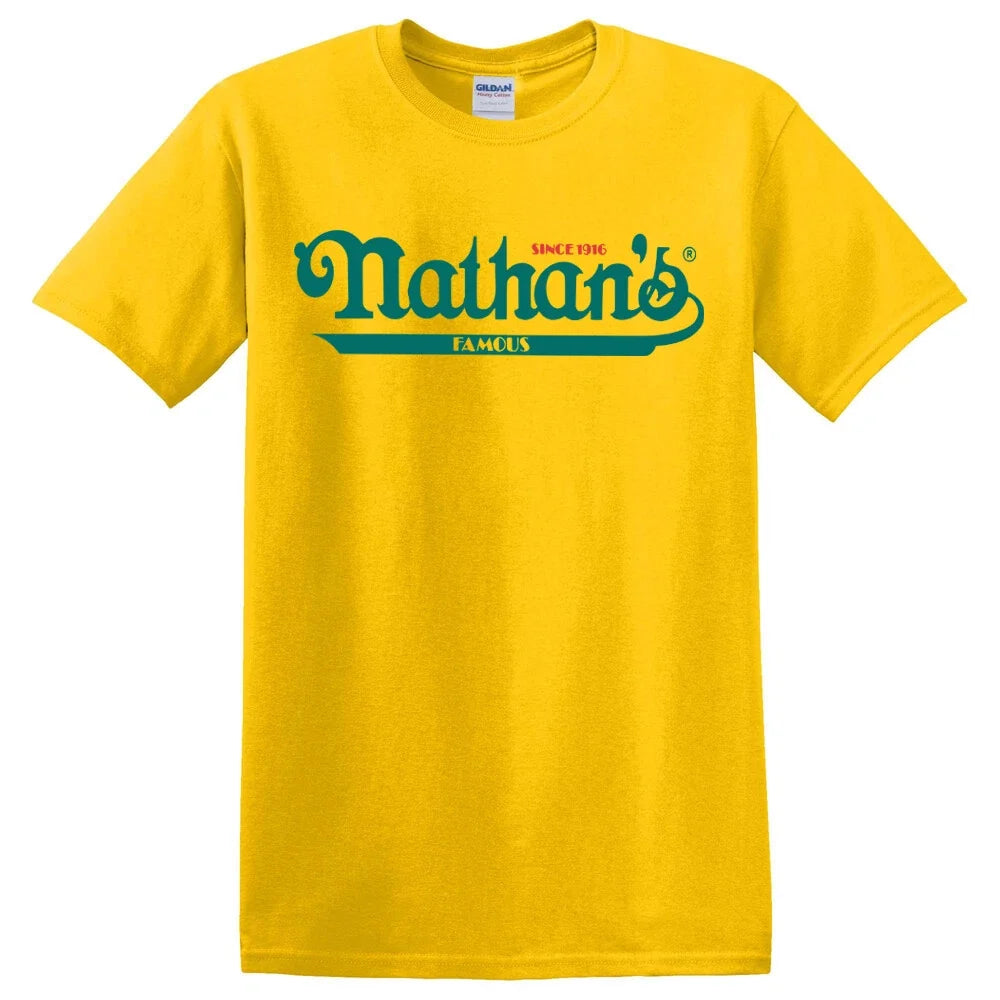 Nathan's Famous Hot Dog Men's Yellow Size S 5XL - Adult & Kids T-Shirts, Sweatshirts & Hoodies apparel design preview 1