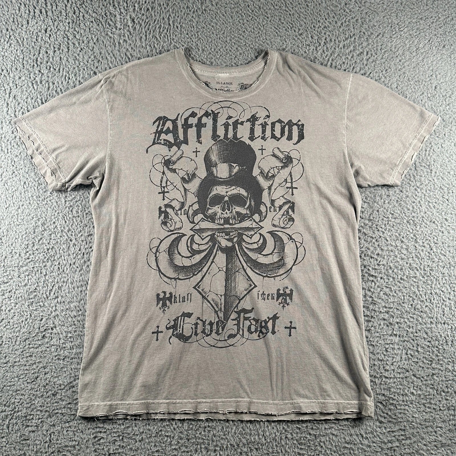 Affliction Live Fast Grunge Mens 2XL Gray All Over - Adult & Kids T-Shirts, Sweatshirts & Hoodies apparel design preview 1