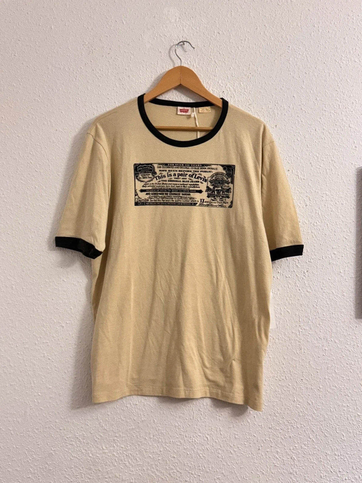 Vintage Levi's Beige Black Graphic Ringer XL Made in - Adult & Kids T-Shirts, Sweatshirts & Hoodies apparel design preview 1