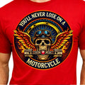 Winged Skull Motorcycle Biker Helmet Pistons Flames - Adult & Kids T-Shirts, Sweatshirts & Hoodies apparel design preview 1