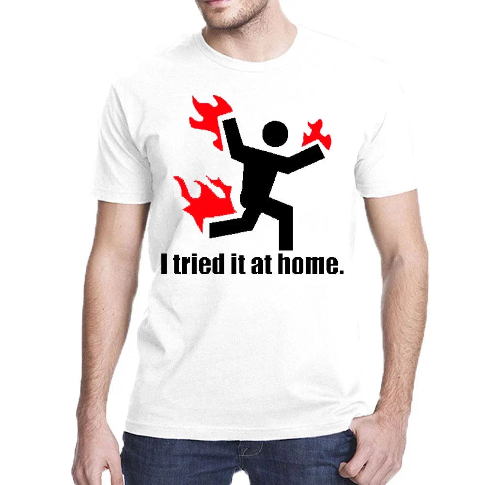 Men's I TRIED IT AT HOME Casual Short Sleeve Funny - Adult & Kids T-Shirts, Sweatshirts & Hoodies apparel design preview 1