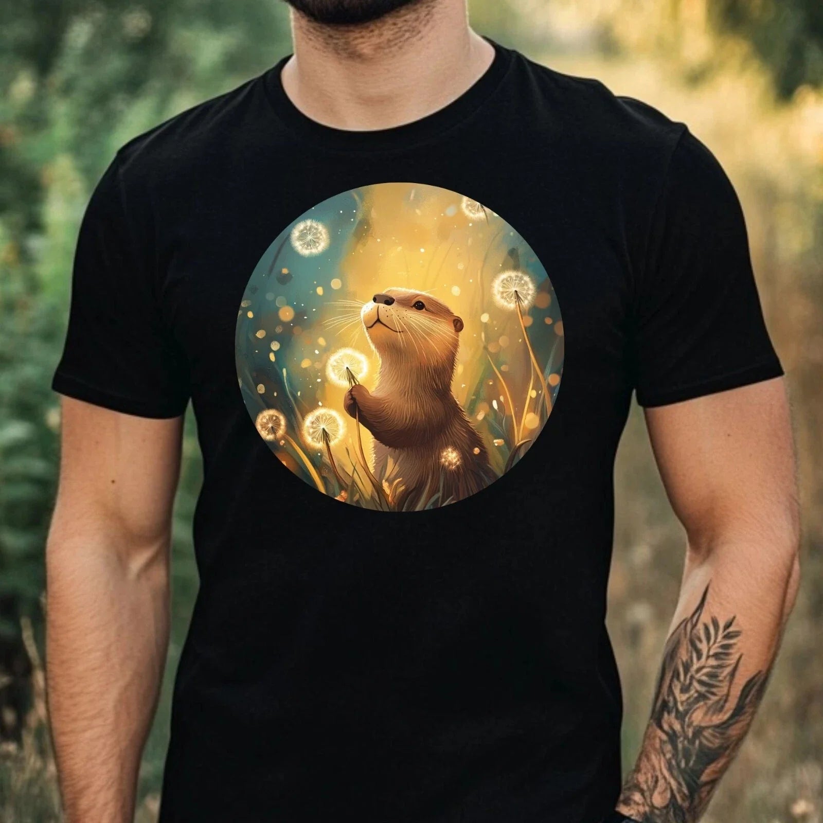 Mens Dandelion Print Cotton Otter Size XS to 5XL - Adult & Kids T-Shirts, Sweatshirts & Hoodies apparel design preview 1