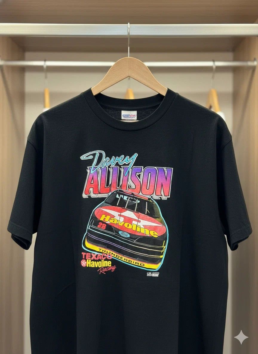 Davey Allison Havoline Racing Black Texaco - Adult & Kids T-Shirts, Sweatshirts & Hoodies apparel design preview 1