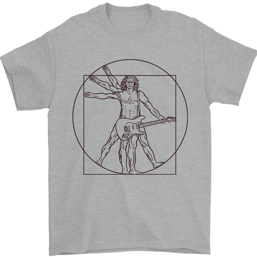 Guitar Vitruvian Man Guitarist Mens 100% Cotton - Adult & Kids T-Shirts, Sweatshirts & Hoodies apparel design preview 1