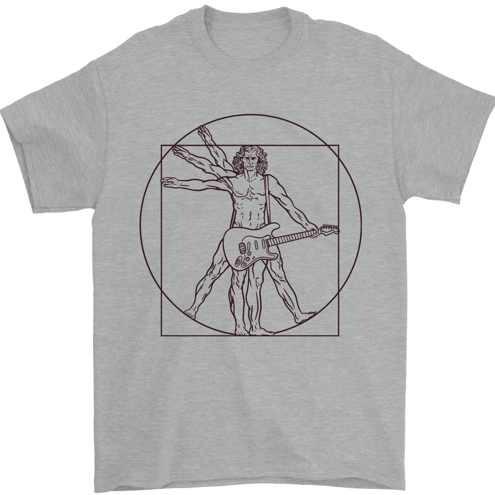 Guitar Vitruvian Man Guitarist Mens 100% Cotton - Adult & Kids T-Shirts, Sweatshirts & Hoodies apparel design preview 1