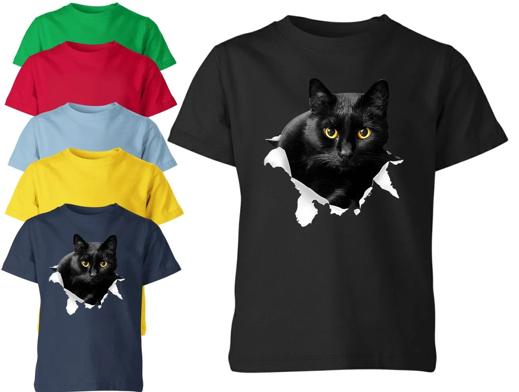 Black Cat Ripped for Unisex Kids Cute Peek Out - Adult & Kids T-Shirts, Sweatshirts & Hoodies apparel design preview 1