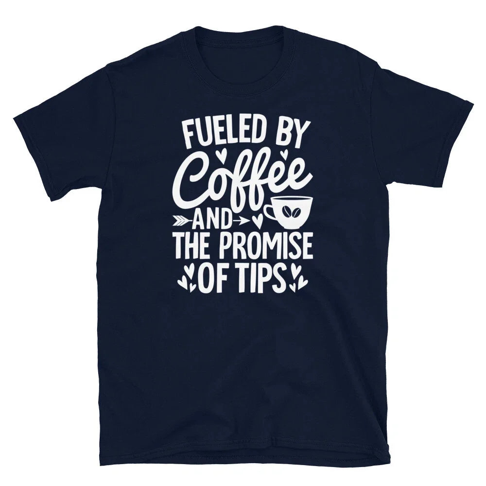 Fueled by Coffee and the Promise of Tips Barista - Adult & Kids T-Shirts, Sweatshirts & Hoodies apparel design preview 1