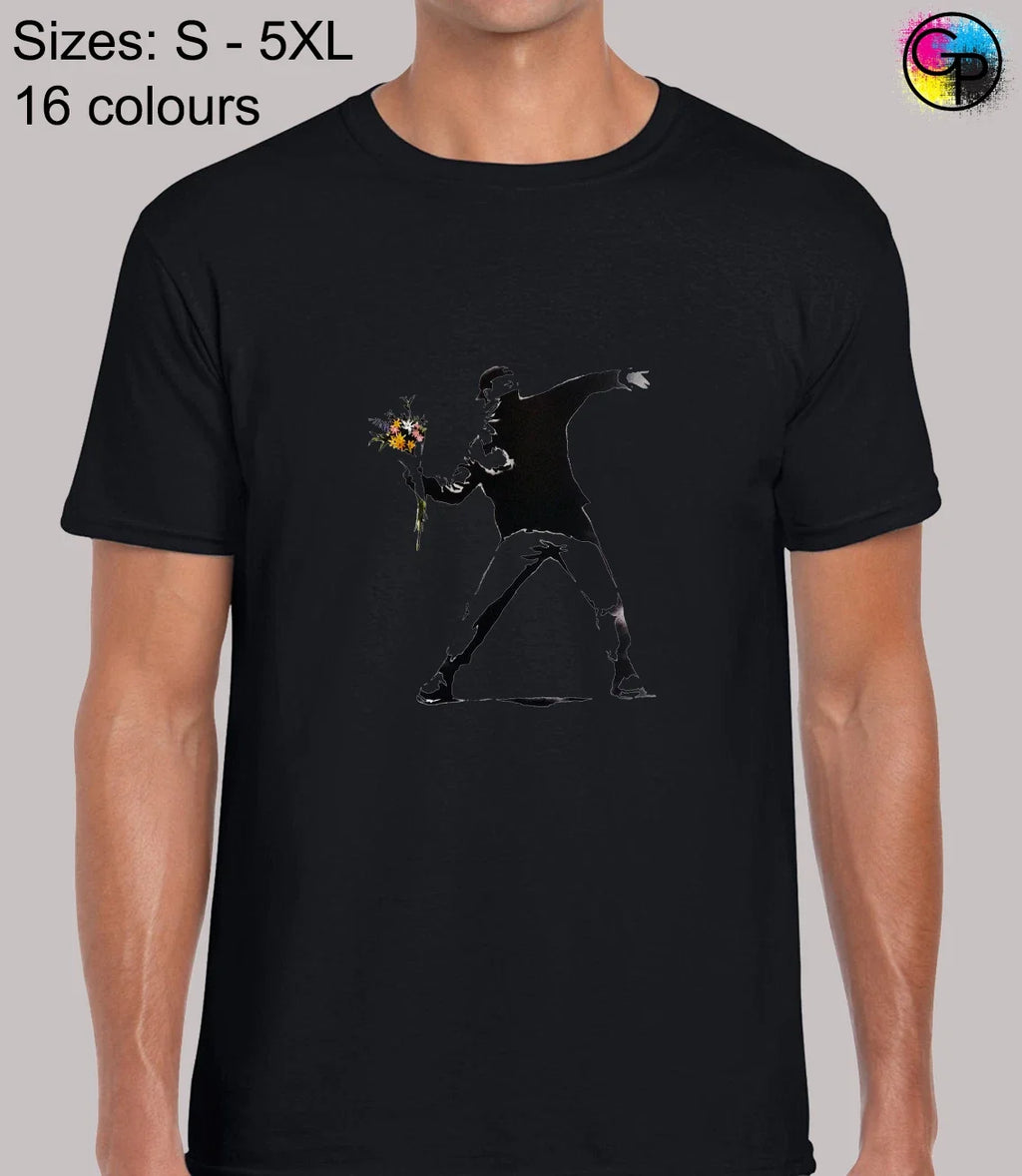 Flower Thrower Banksy Street Artist Graffiti Novelty - Adult & Kids T-Shirts, Sweatshirts & Hoodies apparel design preview 1