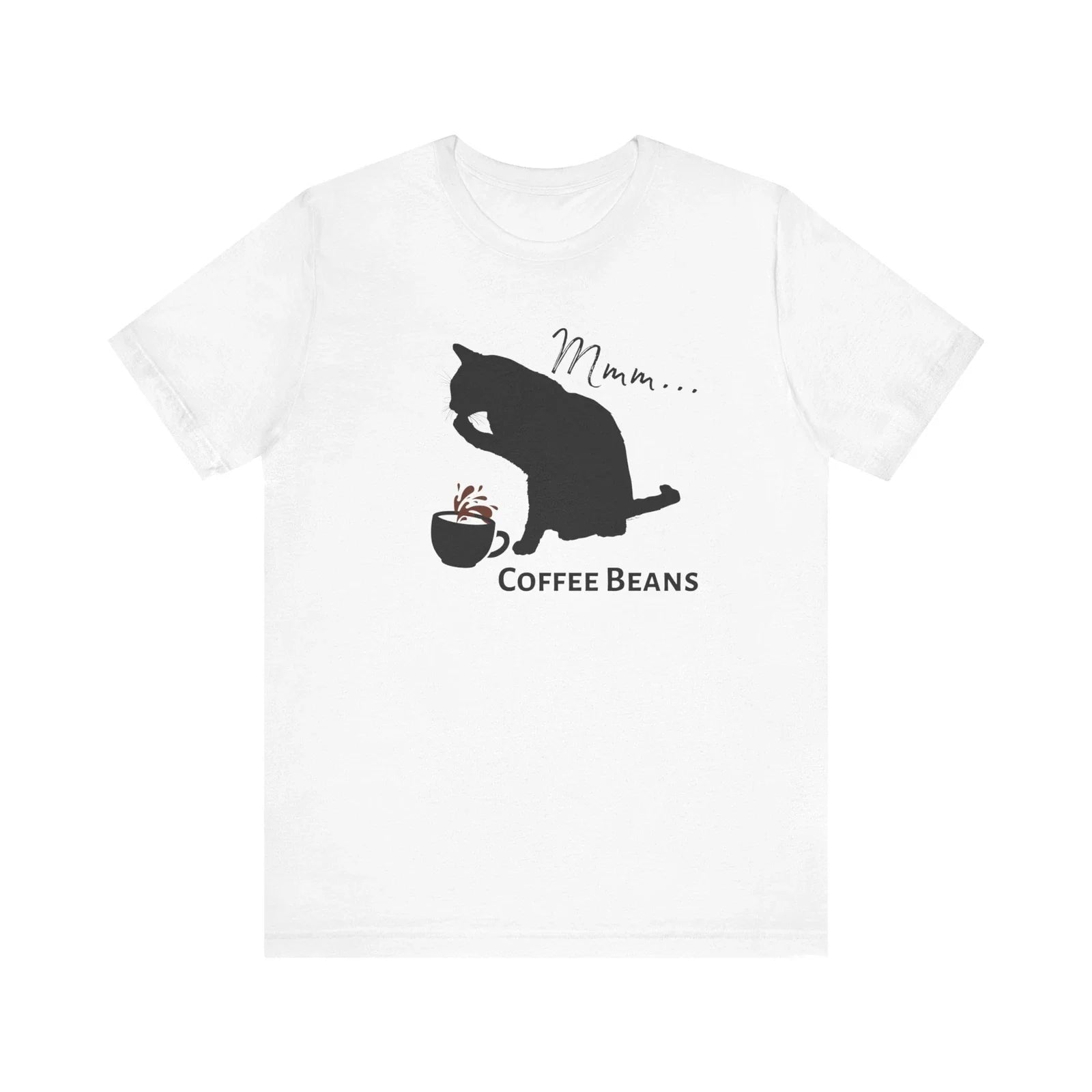 Coffee Cat Lover Cute Licking Beans Next to Cup - Adult & Kids T-Shirts, Sweatshirts & Hoodies apparel design preview 1