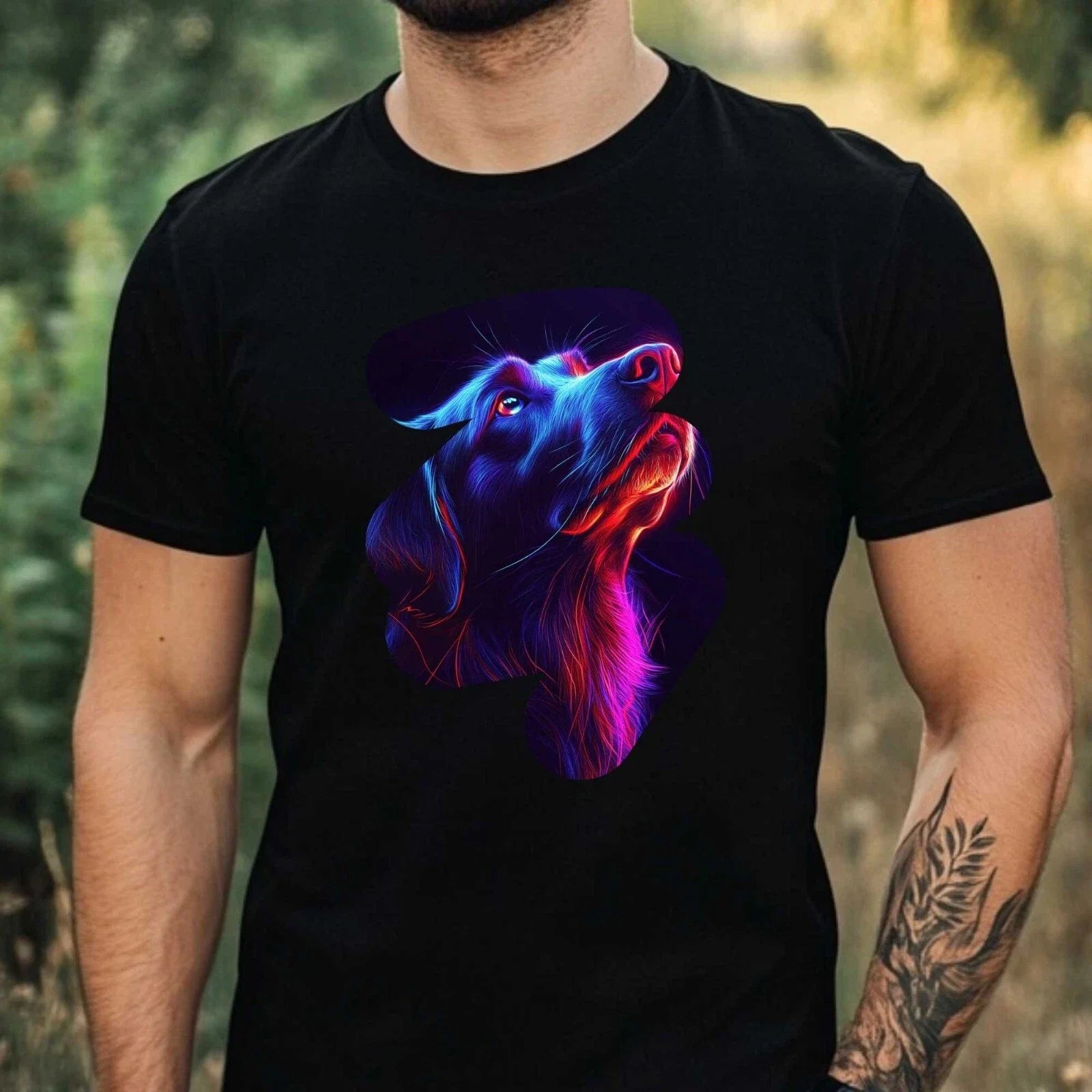 Mens Light Up Dog Print Cotton Size XS to 5XL - Adult & Kids T-Shirts, Sweatshirts & Hoodies apparel design preview 1