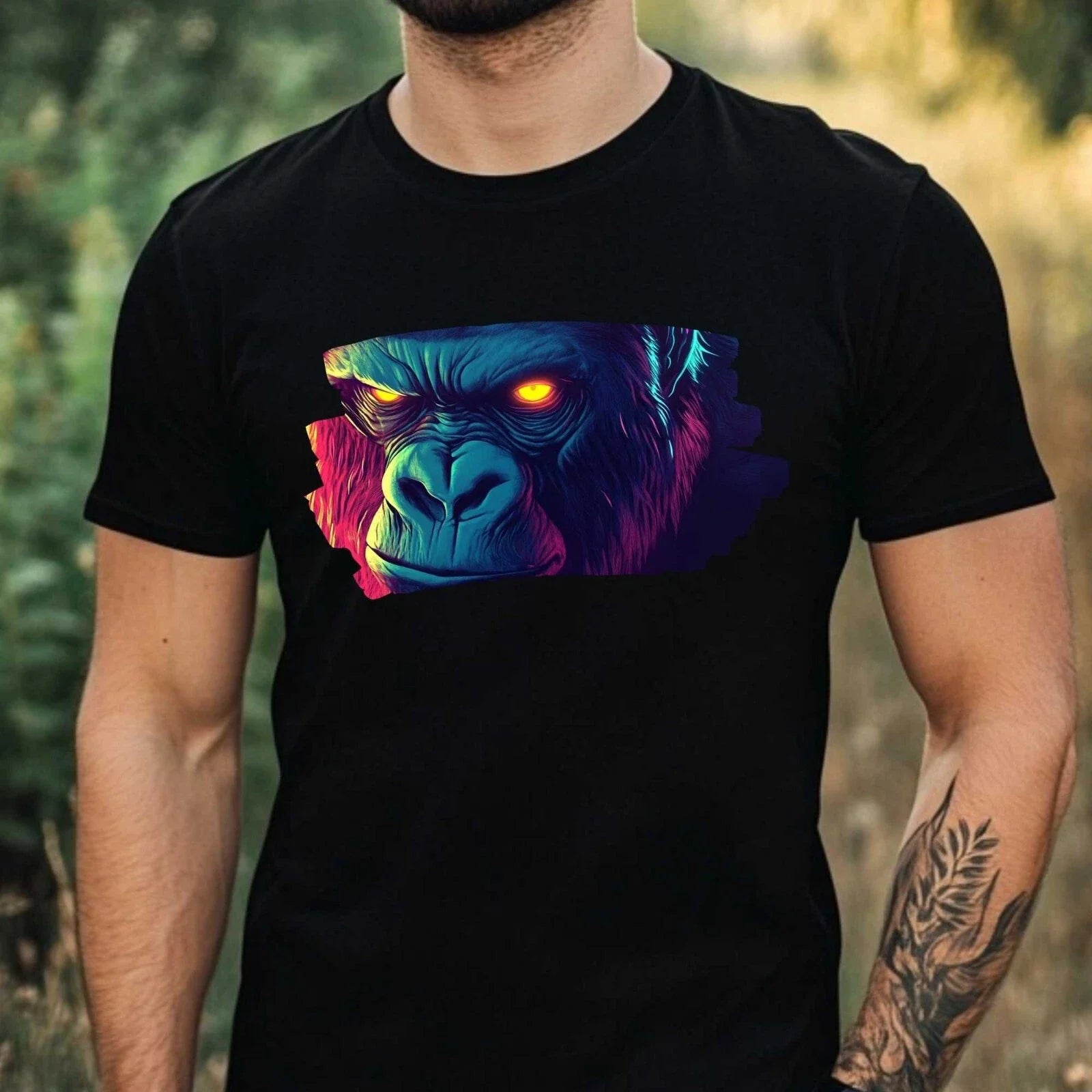 Mens Neon Gorilla Motif Cotton Size XS to 5XL - Adult & Kids T-Shirts, Sweatshirts & Hoodies apparel design preview 1