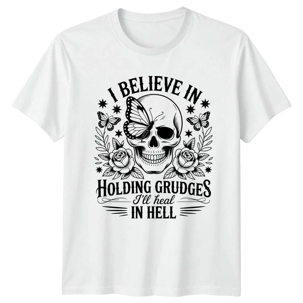 I Believe In Holding Grudges Gothic Skull Butterfly - Adult & Kids T-Shirts, Sweatshirts & Hoodies apparel design preview 1