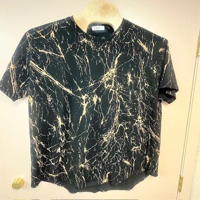 LieGou Mens 3XL Black Gold Marble Graphic Print - Adult & Kids T-Shirts, Sweatshirts & Hoodies apparel design preview 1